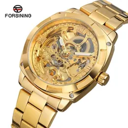 Wristwatches 2021 Forsining Top Selling Stainless Steel Band Gender Luxury Automatic Jam Tangan Skeleton Mens Watches Relogio Masc1867