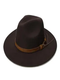 LuckylianJi Retro Kid Child Vintage 100 Wełna szeroka czapka Brim Fedora Panama Jazz Bowler Hat Hat Band 54cmadjusted Y2001105238192