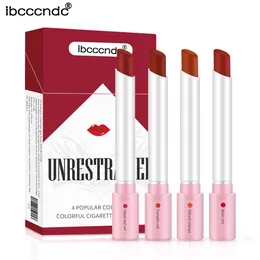 IBCCNDC 크리에이티브 담배 립스틱 세트 4 색 매트 매트 오래 지속되는 방수 매트 립 스틱 튜브 누드 빨간 입술 메이크업 231229