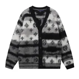 Uomo donna Felpe con cappuccio Felpe felpe Lettera jacquard scioltezza Cardigan maglione Pullover Casual Girocollo Allentato Stampato Autunno Due lettere posteriori in stile con