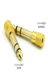 Adaptador de plugue 65mm 14quot macho para 35mm 18quot fêmea jack fone de ouvido estéreo para microfone banhado a ouro 1908770