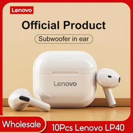 이어폰 10 PC/로트 오리지널 Lenovo LP40 시리즈 TWS BLUETOOTH 이어폰 (6 개월 보증 서비스) 무선 헤드폰 도매