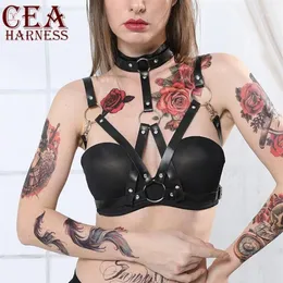Kemerler CEA moda deri koşumları Kadın Kot pantolon jartiyer bel boyun gövde kayışları esaret gotik giyim punk erotik göğüs kemer1235b