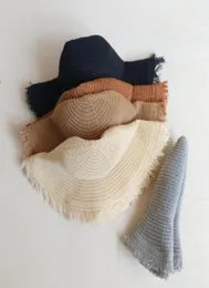 手編みのソリッドカラー太陽毛の毛サイド通気性麦わら帽子の女性夏の日焼け止めビーチ帽子foldable28650042670853