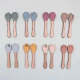 Gıda Sınıfı Bebek Besleme Sofra Takımı Bebek Kaşık Çocuk Çatal Yemek Eğitim Spork Suit 231229