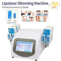 Máquina de emagrecimento Lipo Lipo Laser Perda de peso 10 grandes 4 pequenas almofadas de redução de gordura corporal