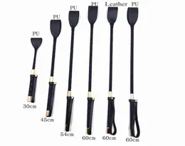 Massage 3060 cm Zwart PU Leer Spanking Paddle Lange Zweep Flirten Slaaf BDSM Bondage Flogger Speeltjes Voor Vrouwen Volwassenen SM Games9880247