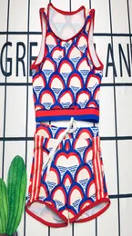 Geometrik desen baskılı bodysuit tekstil kadınlar mektup tankini set bayan yüksek bel kısa yüzme pantolon parti parti mayo5253552