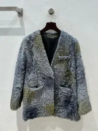 Wełniany płaszcz wełniany damski luźna moda 2024 jesień 1220