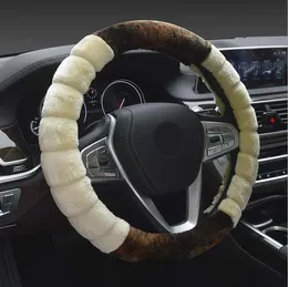 Cobre 38cm Universal Car Steering Wheel Capa Antiderrapante Moda Pelúcia Curta Pele Quente Design de Duas Cores