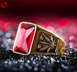 Nuevos anillos Punk dominantes de acero de titanio para hombres, rojo sangre, oro blanco, negro, circonita cúbica con incrustaciones, banda para dedo masculino235t3331934