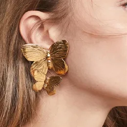Stud UODCM Luxury Fashion Round Dangle Drop Korean Earrings For Women Big Butterfly Gold Earring 2021 Jewelry274N
