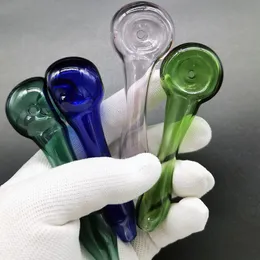 Colorful 4.0inch Glass Oil Burner Pipes Thick Pyrex Spoon Tube For Tobacco Dry Herb Burners Water Bubbler Smoking Hand Pipe