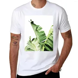 Herren-Poloshirts, Bananenblätter, tropisches grünes Blatt, moderne Kunst, Wanddruck, minimalistisches skandinavisches T-Shirt