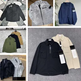 Neues Designer-Herren-Sweatshirt mit Stones-Taschenjacke, Inseljacke, lange Ärmel, Reißverschluss-Abzeichen, lässiger Mantel, Windjacke, besticktes Herrenhemd, Herbstjacke, asiatische Größe M-3XL