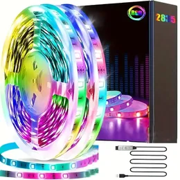 Striscia LED RGB 2835 che cambia colore sincronizzata con musica, Striscia LED remota, Utilizzata per stanza, camera da letto, cucina, Decorazione di Halloween, Luci LED per feste