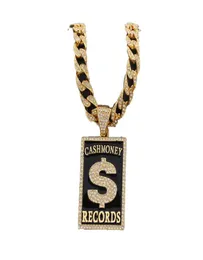 Anhänger Halsketten Goth Dollar Zeichen Bargeld Geld Rekorde Iced Out Halskette Kubanische Kette Hip Hop Schmuck Street Rapper Freund GeschenkPe9660071