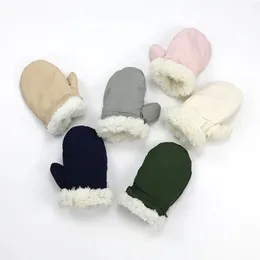 Inverno bebê luvas engrossar mais quente luvas de lã cor sólida confortável nascido crianças luvas infantis acessórios ao ar livre 231229