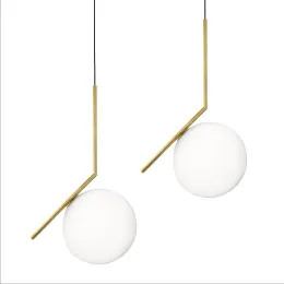 Lampada da soffitto moderna a sospensione a sfera in vetro per sala da pranzo Cucina Bar Caffetteria Lampada da comodino Lampada a sospensione in vetro bianco nordico LL