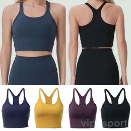정렬 Lu Women Athletic Yogas Bras Cross Sport Tops Fitness Shock Proof Yoga Vest with Removable Push Up Up Up Up Up Jogging Tight Girl Round Neck Lady