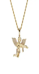 Top Quality Jewelry Zircon Gold Silver Cute Angel Baby Carry Gun Stuff Pendant Necklace Rope Chain for Men Women6565676