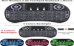 Teclado para jogos i8 mini mouse sem fio 24g portátil touchpad bateria recarregável fly air mouse controle remoto com 7 cores 6016439