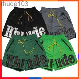 Mens Shorts Rhude Mesh Basketball Breathable Doublelayer Sports Embroidery Beach Fifth Street Wide Men and Women 7103 To9n