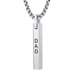 Collana da uomo in acciaio inossidabile Pianura Barra lunga Striscia PAPÀ Catena con ciondolo Regalo liscio Catena Rolo 3mm 24' Regali padre n703