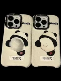 Söt tecknad plysch panda tredimensionell svans för iPhone14Promax Apple 13 Telefonfodral Autumn/Winter 13Pro