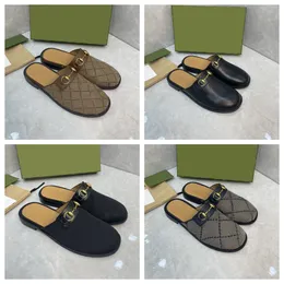 Designer Princetown Pantofole Sandali in vera pelle Catena di metallo Comfort Scarpe casual Pantofole da uomo e da donna di lusso Mocassino con punta tonda senza schienale Taglia 38-47