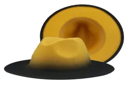 Kadın Şapkalar Fedora Gradient Renk Patchwork Erkekler Şapkalar Kahilat Siyah Kırmızı Street Sıradan Kadınlar Yeni Fedora Hat Sombreros de Mujer6125941