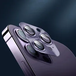 Kameralinsskydd för iPhone 11-15 serier 9h härdad glas kamera täcker skärm metallring fall vänligt skrapbeständigt lätt att installera