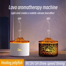 Volcano Ateş Alev Hava Nemlendiricisi Aroma Difüzör Uçucu Yağ Denizanası Duman Halka Spreyi Ev Kuzusu Mist Maker LED LAMP 231228