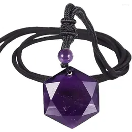 قلادات قلادة ماجين ديفيد شفاء طبيعي Ameheyst Crystal Rose Quartz onyx hexagram Star of Stone Rope Chain Necklace