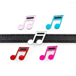 Pendanthalsband 10st 8mm blandad färgmusik Symbol Slide Charms Diy Accessory Fit armbandbälten