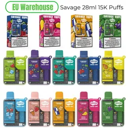 Savage Bubble 15000 Puff Vape vaper desechables 28ml E-liquid Pods 10 sabores Child Lock Smart Display 650mAh Bateria recarregável Bobina de malha vs randm 9000 7000 7K 12k