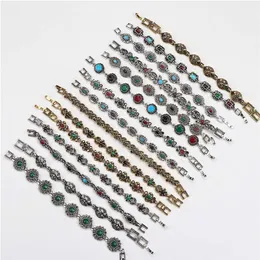 Whole 10pcs lots Bulk Vintage Metal Bohemian Ethnic Crystal Charm Bracelet For Women Party Gift Mix Style266T