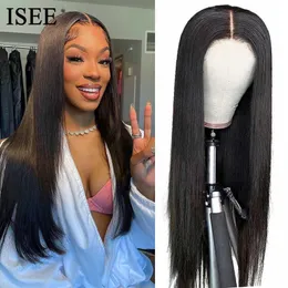 Wigs ISEE YOUNG Lace Frontal Wigs Human Hair Straight HD PreCut Lace Wear And Go Wigs For Women Brazilian Real Glueless Wigs On Sale