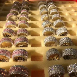 Gioielli di lusso scintillanti Sel fatti a mano in argento sterling 925 taglio principessa bianco topazio rosa diamanti CZ pietre preziose donne matrimonio Ban326f