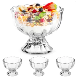 Dinnerware Sets 4 Pieces Reusable Glasses Dessert Serving Bowl Ice Cream Cups Footed Goblets Sundae Dishes Vintage Glassware Salad Bowls