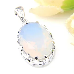 Luckyshine New White Oval Rainbow Moonstone Silver Plated Women 's Pendants weally2117