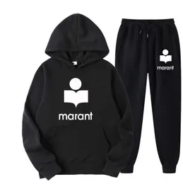 Autumn and Winter Tide Brand Marant Casual Printing Men's Women's Fleece Sweater Set Hoodie Sweatshirt 4412ESS