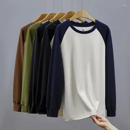 Men's Hoodies Dralon O-Neck Long Sleeve T-shirt Oversize Tees Clothes Men Baggy Patch Color Harajuku Korean Fashion Sweatshirts