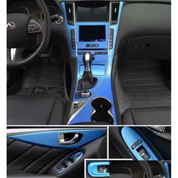 Adesivos de carro para Infiniti Q50 Q60 2014 Interior Painel de controle central Maçaneta da porta 3D5D Decalques de fibra de carbono Estilo Drop Delivery Autom Dhkgr