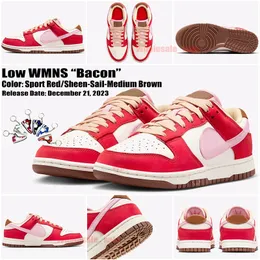 2024 Lüks Tasarımcı Ayakkabı Düşük Wmns Bacon Erkek Kadın Koşu Ayakkabı Spor Kırmızı Sheen Yelken Orta Kahverengi Eğitmenler Sneakers Boyut 36-47