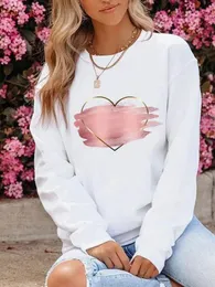 Aquarela amor tendência roupas bonito moda gráfico sweatshirts outono primavera o pescoço casual feminino impressão pullovers 231228