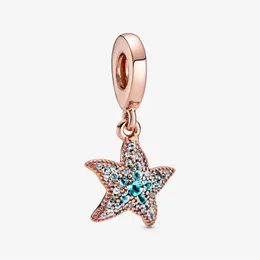 Ny ankomst 100% 925 Sterling Silver Sparkling Starfish Dangle Charm Fit Original European Charm Armband Fashion Jewelry Accessor324K