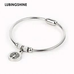 Luxury Tree of Life Elastic Armeletbangles Rostfritt stål Rhinestone Magnetic Charms Armband för kvinnor Fashion Jewelry Gift321G