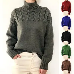 Women Cable Stitch Knitted Sweater Autumn Winter Warm Thin Turtleneck Female Elegant Fold Long Sleeve Oversized Sweater Pullover 2312292