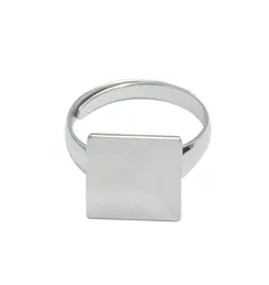 Pierścień kwadratowy Pustki Pierścieni 925 Srebrny Pierścień z 12 mm kwadratowy płaski podkładka DIY Nowy Rok Pierścienie Silver ID 334908270785